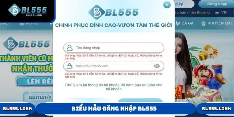 Biểu mẫu đăng nhập BL555