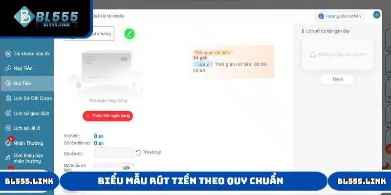 Biểu mẫu rút tiền theo quy chuẩn